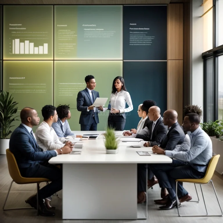 Diverse group of professionals collaborating in a leadership workshop